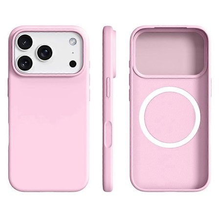 Skal för iPhone 17 Pro Kompatibelt med MagSafe Ultratunt Flytande Silikon + PC Telefonskal Rosa Sakura Pink Sakura{REN}