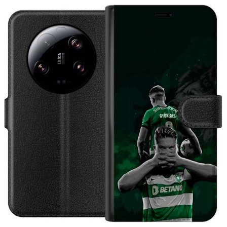 Kompatibelt Lommeboketui til Xiaomi 13 Ultra Neonmotiv med teksten "Gaming is in my DNA" på en blå og rød murvegg med en lysende DNA-spiral.