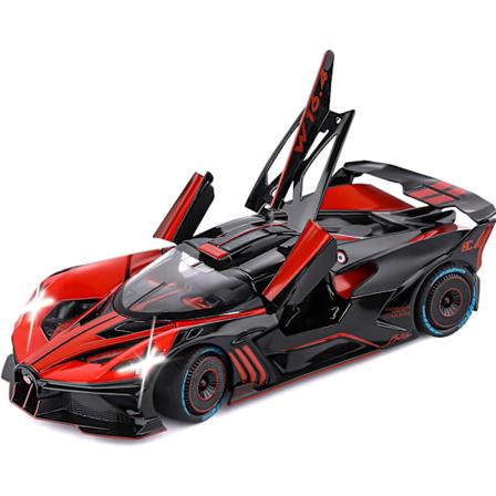 Leksaksbilmodell kompatibel med 1:24 Bugatti Bolide Legering Gjuten Bil Leksak med Ljus och Musik, Dra Tillbaka Billeksaker för Barn Pojkar Flickor 