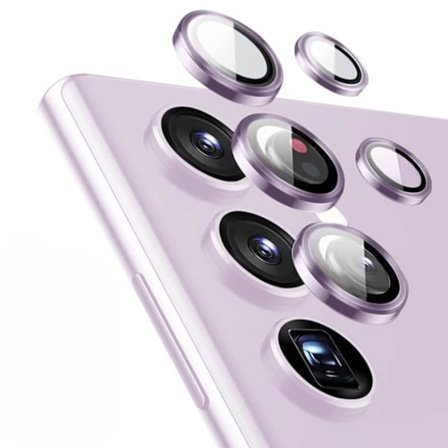 Samsung Galaxy S23 Ultra Kamerabeskyttelse Metal Hærdet Glas Lilla