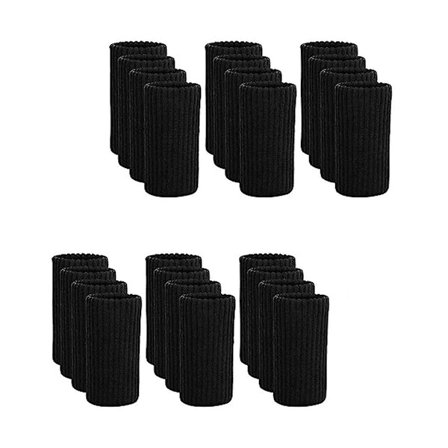 24 kpl Mustat Tuolin Jalkasukat, Neulotuilla Kaksoiskerroksilla Korkeasti Elastisilla Tuolin Jalkasuojilla Kovapuulattioille