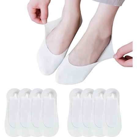 8 Par - Sokker - Usynlige Sokker for Kvinner - No Show Sokker Kvinner for Flate Sko - Sklisikre