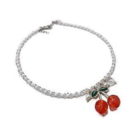 Halsband med sött körsbärshänge Mode Pärlkedja Armband Enkelt Halsband Armband Nyckelbenskedja Smycken