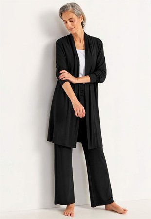 Cellbes of Sweden - Lang cardigan i jersey i sort til damer i størrelse 46/48