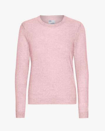 Women Light Merino Wool Crew - Faded Pink XL