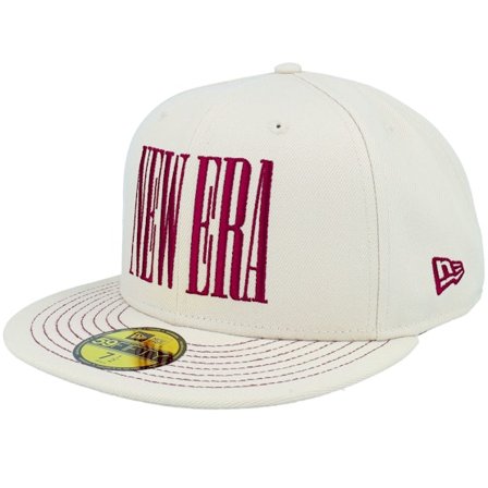 New Era - Beige fitted Caps - Ne Wordmark 59FIFTY Stone/Cherry Jam Fitted @ Hatstore