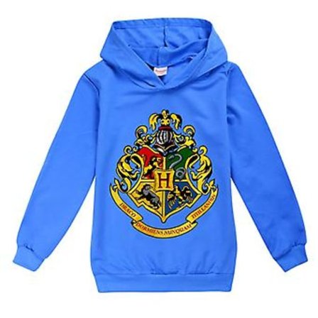 Harry Potter Hogwarts Barn- og Jentegenser med hette, søt og løs, lang ermet, høst og vinter (9-10 år, mørk blå)