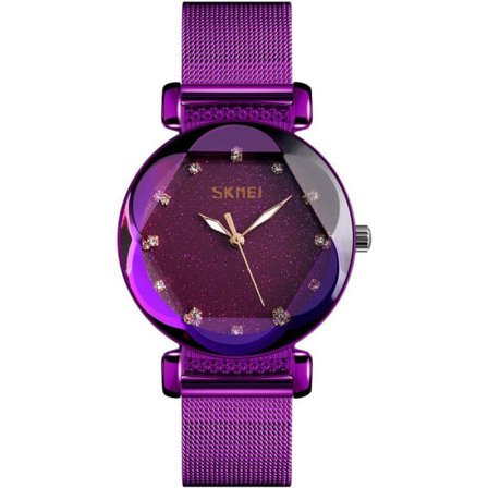 Damearmbåndsur i rustfritt stål, vanntett, casual, elegant, japansk kvartsbevegelse, lysende mesh-armbånd