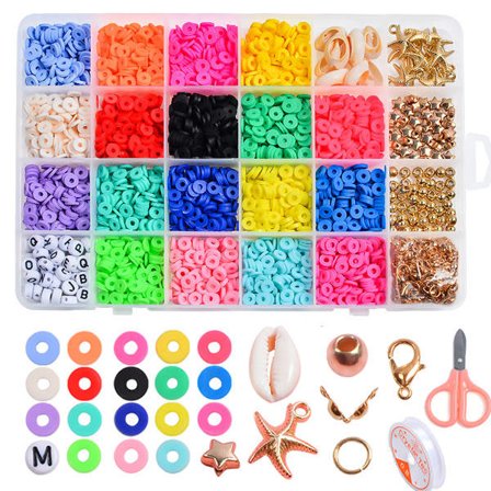 DIY lerpärlor 6 mm 18 färger platta runda polymerlerpärlor