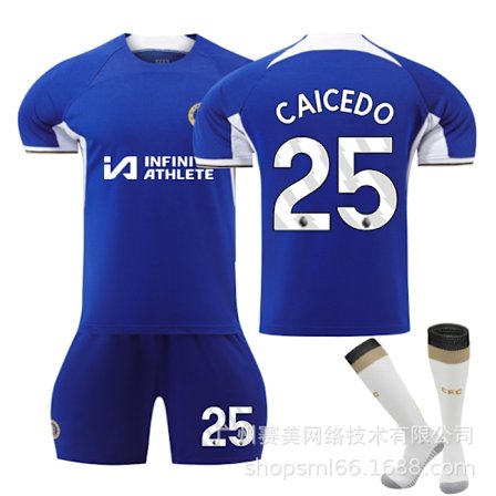 Store Black Friday-tilbud! 23-24 Chelsea Hjemme Fotballdrakt for Barn med Sokker NO.25 Caicedo
