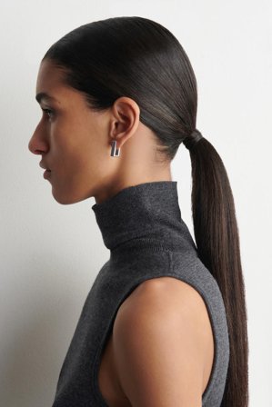 COS Women's Rectangular Hoop Earrings in Silver-coloured