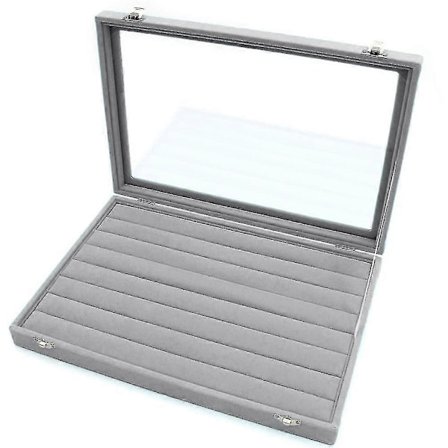 Ringförvaringslåda - Smyckeskrin Kompatibel Med Ringar Med Glaslock I Ringdisplayfodral Med 2 Säkerhetslås 8 Kolumner Kompatibel Med Smycken, Ringar