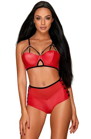 Obsessive Leatheria 2-pcs Set Red L/XL Sexiga underkläder - Blushme.se