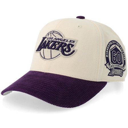 Mitchell & Ness - NBA White adjustable Czapka Z Daszkiem - Los Angeles Lakers Fall Corduroy Pro Off White/Purple Adjustable @ Hatstore