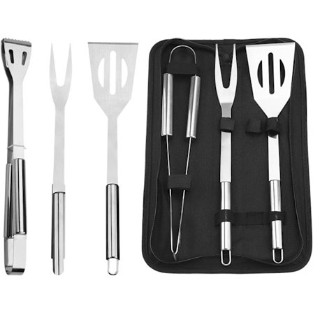 BBQ-værktøjssæt, 3 stk. professionelt grilltilbehørssæt i rustfrit stål med håndtagsopbevaringspose, campinggrill-grillredskaberssæt spartel tang F