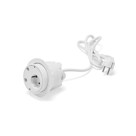 Borduttak UNIFY, justerbar høyde, 1 stikkontakt, 4 kabelhull, hvitt