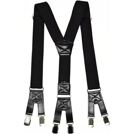 Stærke Y-selvspænder med seks clips - Sort ensfarvet stribet