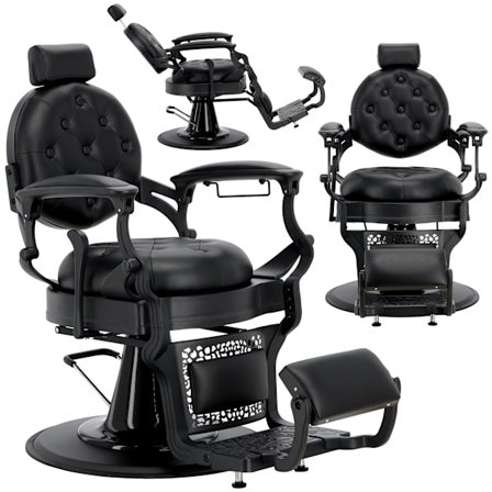 Friseurstol hydraulisk barberarstol för barberarsalongen barber shop Logan Black Barberking