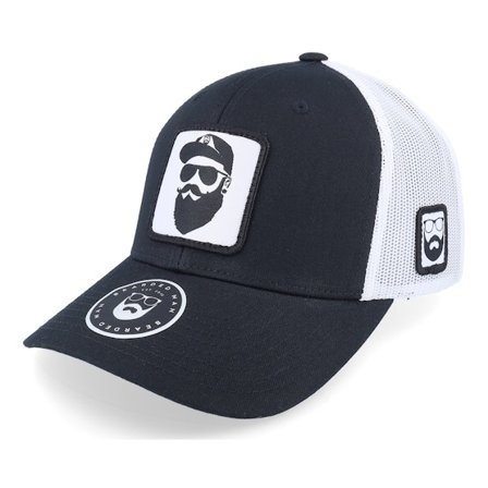 Bearded Man - Black - trucker - Cap - Cap Man Woven Patch Black/White Trucker - Hatstore