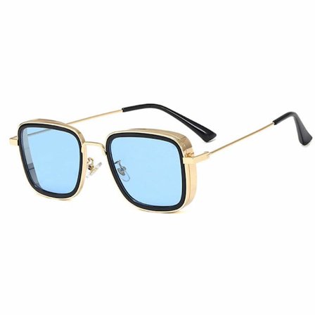 Firkantede Metalramme Klassiske Solbriller, Punk Mørkegrønne Solbriller