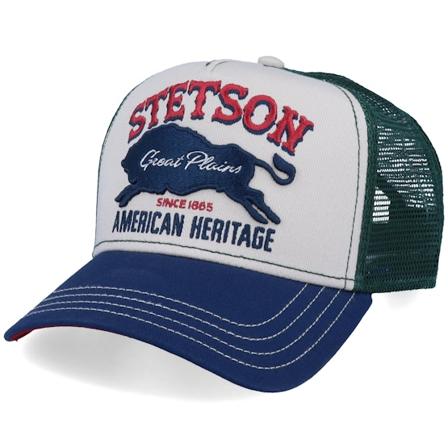 Stetson - Beige trucker Czapka Z Daszkiem - Great Plains Beige/Green/Navy Trucker @ Hatstore