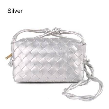 Crossbody-veske for kvinner PU flettet SØLV[GKS]