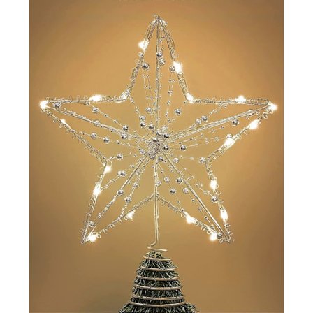 Tähtikuvioinen latvatähti – Paristokäyttöinen helmillä koristeltu spiraalijalusta, sisäkäyttöön, joulujuhlat, kulta