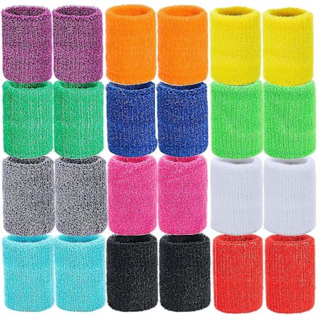 12 Par Svedbånd Håndled Bomuld Sports Håndledsbånd Absorberende Svedbånd til Mænd Kvinder Børn, Tilfældig Farve