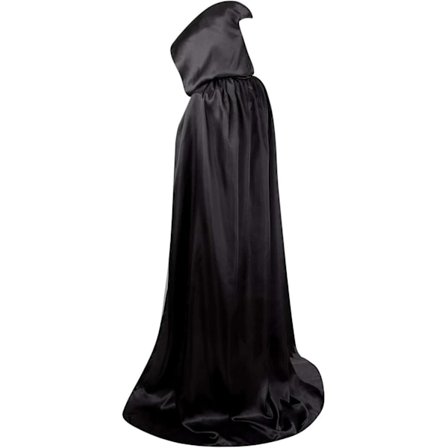 Unisex Vuxen Huvförsedd Cape Fullängd Halloween Jul Kostym Party Mantel Storlek 110 cm till 170 cm Svart 150CM/59"【PL】