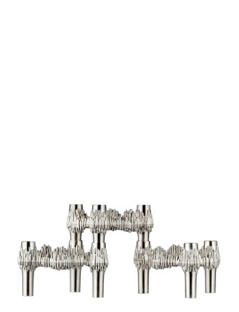 STOFF Nagel Quist Candle Holder (Set With 3 Pcs) - Brushed Chrome - Silver - 5.9X10CM