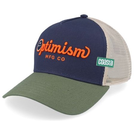 Coastal - Blå trucker Keps - Hft Optimism Co Off White/Navy/Green A-Frame Trucker @ Hatstore