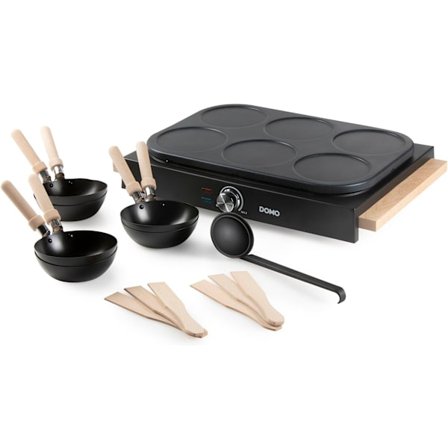 Wok-partyset 2-i-1 - DOMO - DO8719W - 6 personer - Wok och pannkakor - 1000 W
