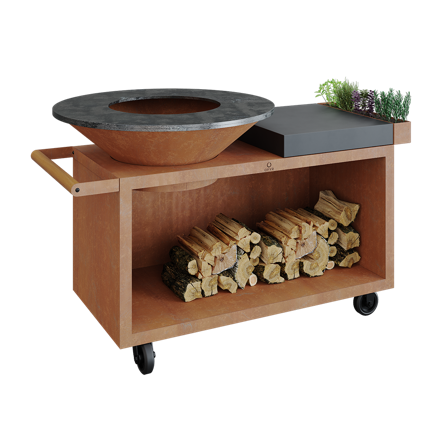 OFYR Island Corten 100 PRO CD Grillbord cortenstål Mörkgrå keramisk skärbräda, Matlagning & grillar