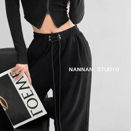 Ung het tjej Rosa Lös hängande sportbyxor Dam vår och sommar Dragsko med hög midja ankelknuten moppbyxor