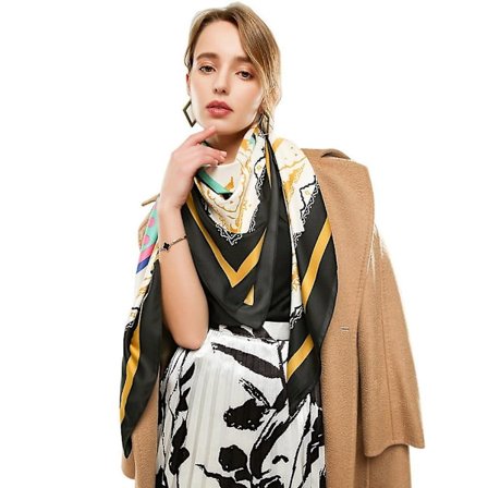 Vår og høst silkeskjerf, tynt og lett sjal, fasjonabelt satengskjerf for kvinner