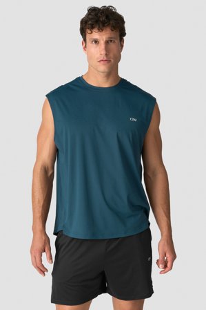 ICANIWILL - Stride Sleeveless T-shirt M Dark Dusty Teal - Toppe - Herrer - Træningstøj fra ICIW
