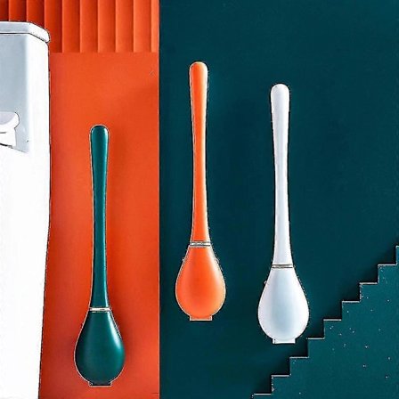 Silikoni WC-harja ja pidikesetti seinäasennettava WC-kulhon puhdistusharja oranssi