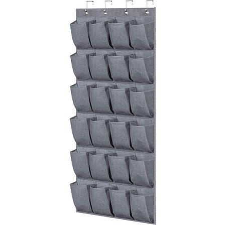 24 Fickor Vägghängande Organizer I Tyg Grey