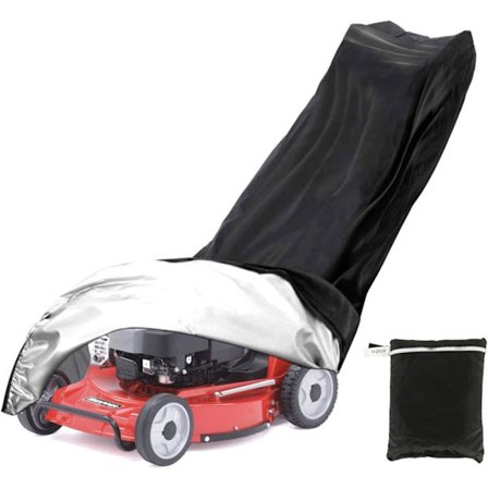 Lawn Mower Cover for Outdoor Storage Waterproof Dustproof Anti-UV 210D Polyester with Drawstring & Storage Bag (193 * 64 * 112 cm)