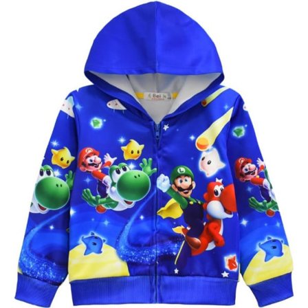 Super Mario Bros 3d Print Kids Hoodie Jacka med dragkedja Cartoon Hooded A 130cm