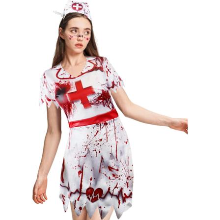 Zombie-sairaanhoitajan asu naisille, Halloween-asu sairaalan ty ntekij lle verisell univormulla Kvinnor S