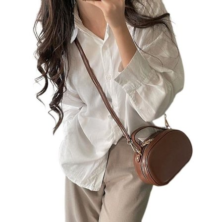 Crossbody Oval Bag Handbag Women's Spring And Summer 2023 New Shoulder Bag Fashion Versatile Contrast Leisure Bag Brown