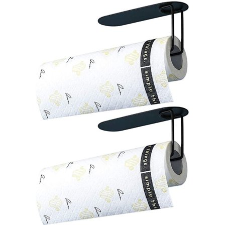 2 stk. Svart veggmontert tørkepapirholder Kjøkken Multifunksjonell oppbevaringshylle Ingen hull til kjøkkenrom