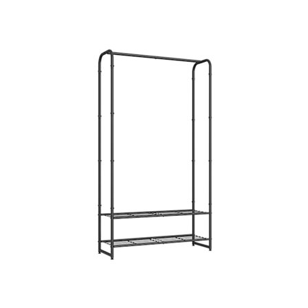 Rootz tøjstativ med hylder - tøjstativ - Opbevaringsenhed - Stålkonstruktion - 29x73x158.4cm - Matt Black Finish