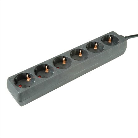 ROLINE Power Strip, 6x, black, 1.5m
