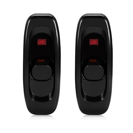 2 st Sänglampsknapp Ljusströmbrytare med Indikatorlampa Inline-brytare för Små Apparater eller Lampa (Svart)