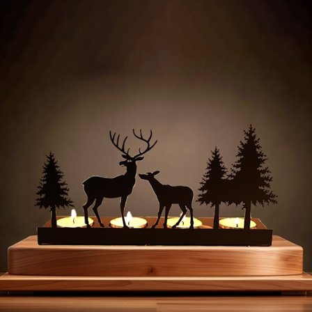 Svart moderne metall lysestake for telys og stearinlys - 4cm (BR)