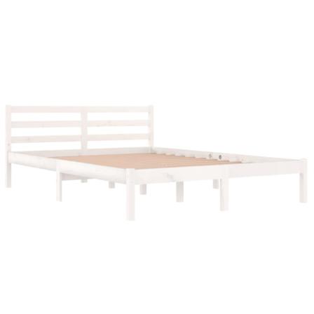 Vidaxl Sängram Massiv Furu 140x200 Cm Vit Vit