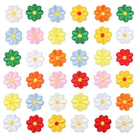 Sett med 36 strykejern-på lapper Mini brodert lapp blomst strykejern-på