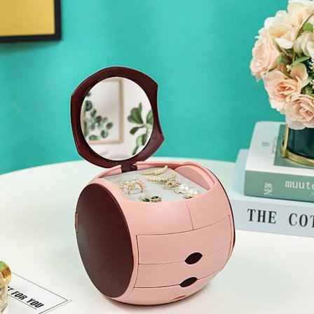 Smyckeskrin, lådtyp smyckeskrin med spegel för ringar örhängen halsband armband